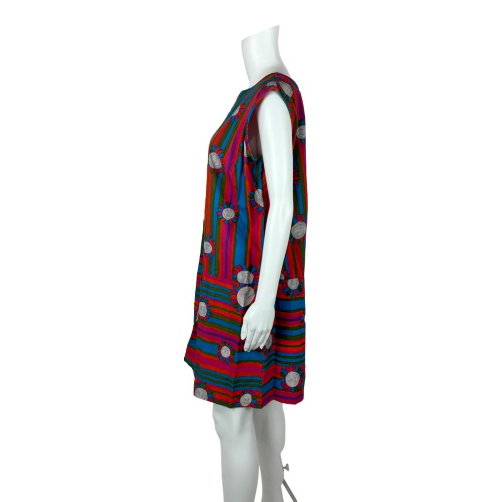 Vintage 60s Striped Romper Women's 1X Colorful Sleeveless Floral Zip Up Playsuit - Picture 9 of 11